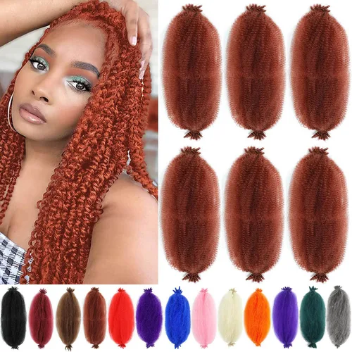 Miniatura 19 de Cabello afro trenzado elástico de 24 pulgadas 3 paquetes Cabello afro trenzado elástico Cabello afro para trenzado en crochet (24 pulgadas
