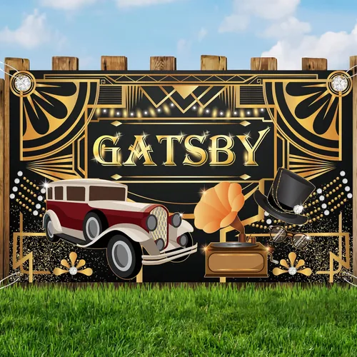 Miniatura 3 de Cartel de fondo con temática de The Great Gatsby, decoración artística retro para fiesta de los años 20, cumpleaños de los años 20, fondo