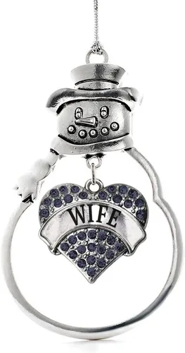 Miniatura 29 de Inspired Silver - Fuerza Aérea - Adorno de Navidad plateado - Adorno de árbol de Navidad con colgante de corazón azul con circonita cúbica