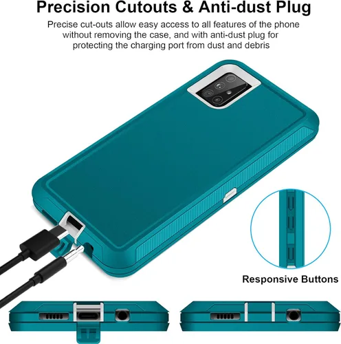 Miniatura 4 de Jelanry - Carcasa resistente para Samsung Galaxy A71 5G, color menta/blanco Dual-layer Shockproof Protective Hard Back Cover, anti-dust scratch