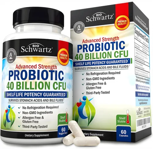 BioSchwartz - Suplemento Nutricional Probiótico Diario - 40 mil millones de CFU para la Salud Intestinal - Probióticos para Hombres y Mujeres -