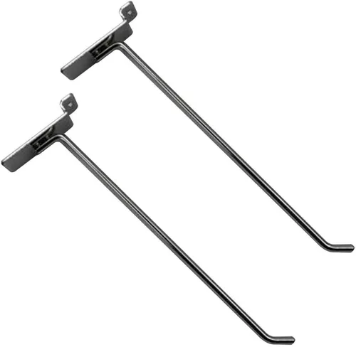 Ganchos Slatwall de 10 pulgadas, cromo, pantalla de suspensión, ganchos para panel de exhibición, juego de 2 piezas de alambre de metal