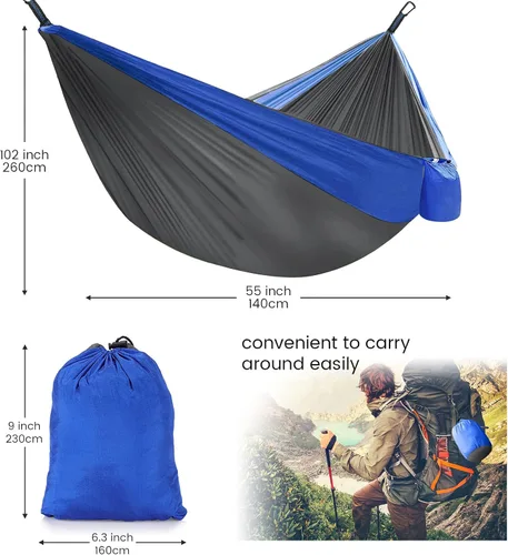 Miniatura 2 de MIFXIN - Hamaca de nailon con mosquitero, toldo de tienda de campaña, correas para árbol, portátil y bolsa de almacenamiento para acampar