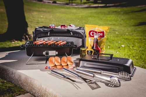 Miniatura 6 de ONIVA – una marca Picnic Time Buccaneer - Bolsa portátil para parrilla de carbón y hielera, (negro con detalles en gris)
