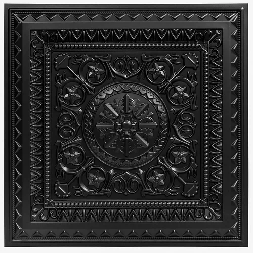 Art3d Azulejos de techo caídos, azulejos de techo adhesivos, hoja de plástico de 2 x 2 pies en negro (paquete de 12, 48 pies cuadrados)