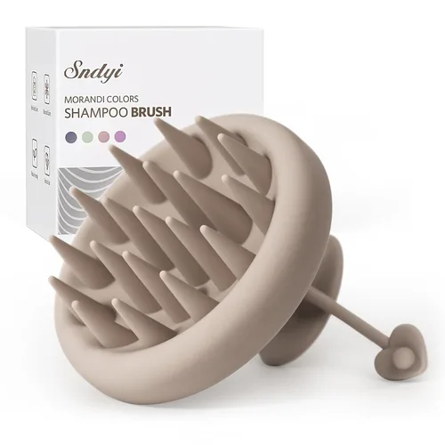 Sndyi - Cepillo de champú y masajeador de cuero cabelludo de silicona, limpiador de cabello con cerdas de silicona suave, limpiador/exfoliador de