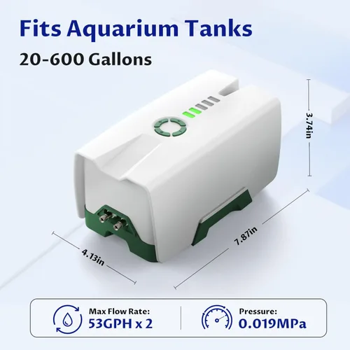 Miniatura 4 de Ghosthorn Quiet AC/DC Aquarium Air Pump Battery Powered Aquarium Bubbler with 87 Hours Battery Life 2-Outlet Rechargeable Bait Aerator Adjustable