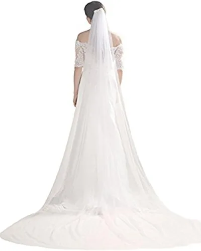 Bridalvenus velo de novia y tocados de la catedral de novia velo capilla con peine (118 pulgadas, un velo de niveles) (marfil claro)