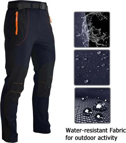 Miniatura 5 de Kuseeker Pantalones de senderismo elásticos para hombre de secado rápido ligeros impermeables para viajes escalada pesca pantalones