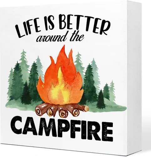 Miniatura 12 de Cartel divertido de camping – Cartel de madera con texto en inglés «Love Is Staying Together After Trying to Park the Camper», decoración