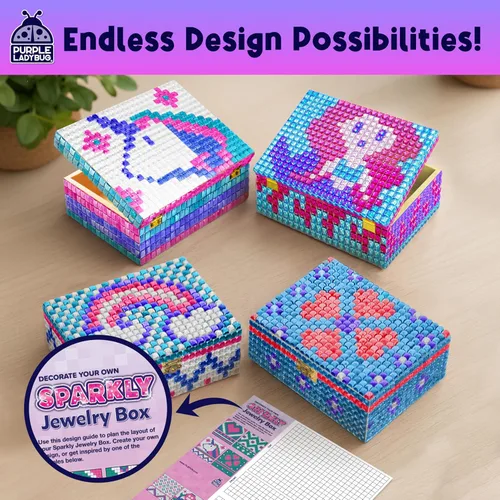 Miniatura 3 de PURPLE LADYBUG Joyero artesanal para niñas de 8-12, 6-8, regalo de cumpleaños para niñas de 7, 8, 9, 10, 11, 12 años, divertidas artes
