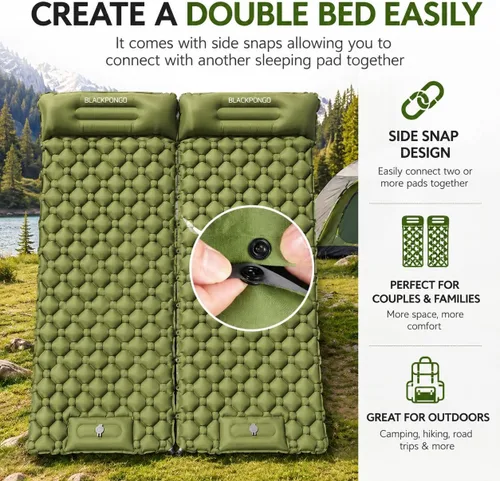 Miniatura 5 de Camping Sleeping Pad with Built-in Foot Pump, Ultralight Inflatable Sleeping Pad with Pillow, 3 Inch Thick Waterproof Camping Mattress for