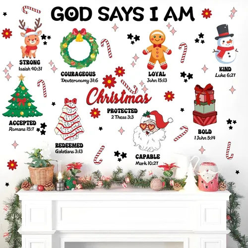 Miniatura 6 de Calcomanías de pared de Navidad, citas de Navidad, calcomanías de pared para decoración de interiores inspiradoras para niños, calcomanías de pared