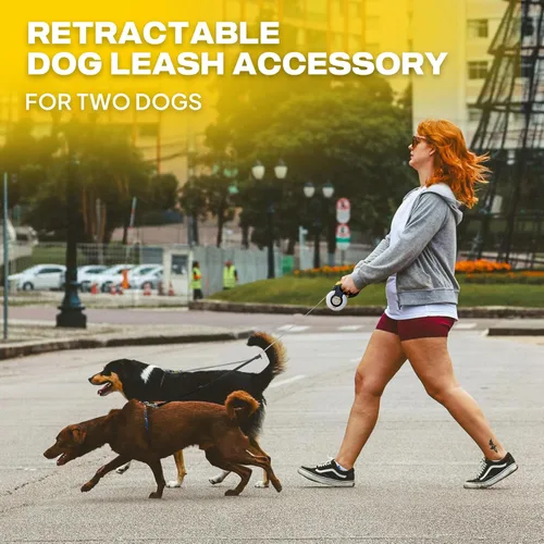 Miniatura 2 de Fida Accesorios duales para pasear perros para correa retráctil, diseño de rodillo patentado, correa reflectante sin enredos, ajustable para perros
