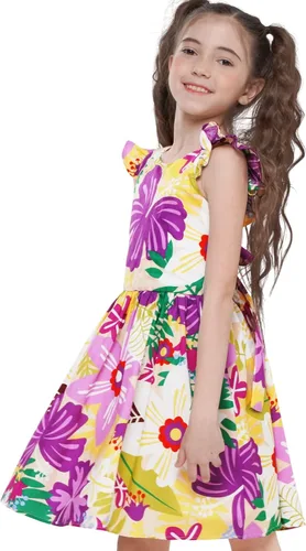 Miniatura 11 de Vestido de verano para niña, de algodón, con diseño floral
