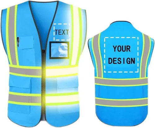 Miniatura 17 de Chaleco de Seguridad de Alta Visibilidad con Alta Reflectividad, Ropa de Trabajo de Seguridad Personalizada con Logotipo, Tiras Reflectantes