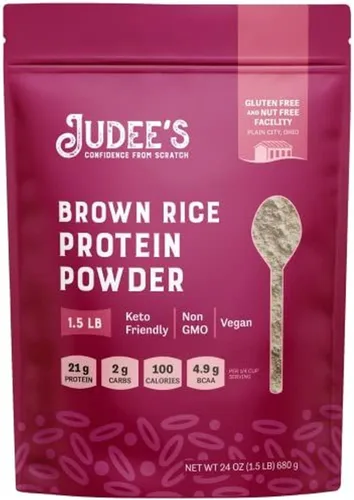 Miniatura 9 de Judee's Gluten Free Proteína en polvo de arroz integral – Fórmula de arroz germinado – Nutrición a base de plantas apta para dieta cetogénica – Base