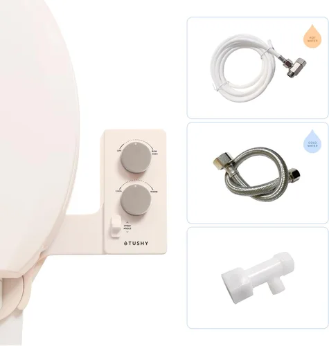TUSHY Spa - Accesorio de bidé para inodoro de agua caliente autolimpiable. Boquilla, ángulo y presión ajustables. Fácil instalación DIY en el hogar,