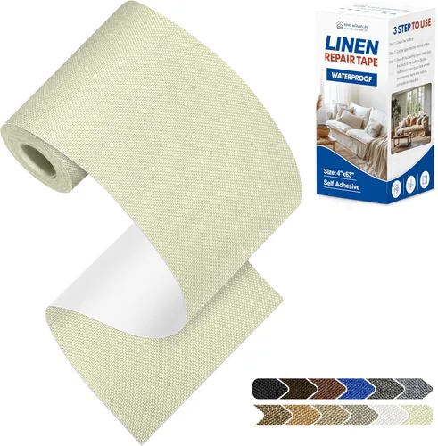 Miniatura 11 de KING MOUNTAIN Parches de reparación de lino fino, tela autoadhesiva, 8 x 11 pulgadas, 2 unidades, multicolor, para sofá de lino (beige)