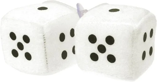 Miniatura 5 de Paquete de 2 dados peludos para espejo de automóvil, 6 opciones de color, dados colgantes de felpa con ventosa fuerte, accesorio clásico retro