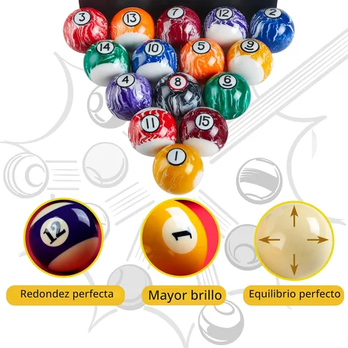 Miniatura 4 de Billmart Juego de 16 bolas de billar para mesa de billar Mármol Premium
