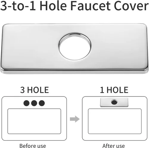 Miniatura 5 de KAIYING Placa de cubierta de orificio de 6 pulgadas para fregadero de tocador de baño, placa de escudo de grifo de baño 3 a 1, rectangular, acero