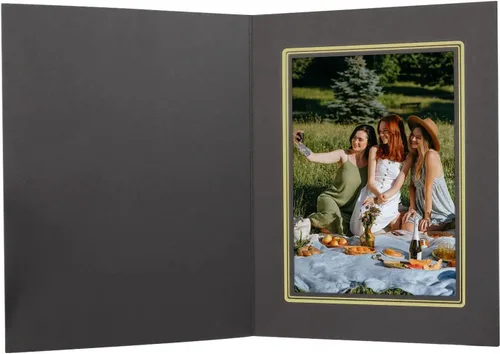Miniatura 5 de Golden State Art, Paquete de 25 carpetas de fotos de 5 x 7, marco de cartón, tarjetas de marco de papel, saludos/invitación eventos especiales: negro