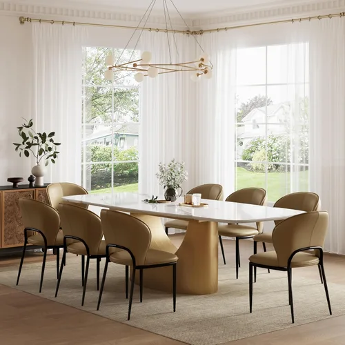 Juegos de sillas de comedor modernas (2/4/6/8-PSC), sillas de cocina de piel sintética con respaldo, sillas laterales de cocina sin brazos, salas de