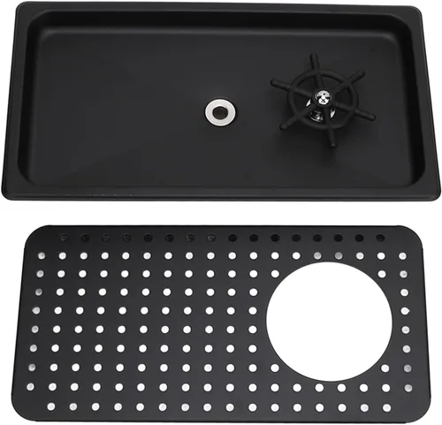 Miniatura 7 de Cup Washer High Pressure Pitcher Rinser with Drain Tray, Stainless Steel 16.7 x 9.1 Inch - Durable Anti - Rust Construction, Efficient Glass