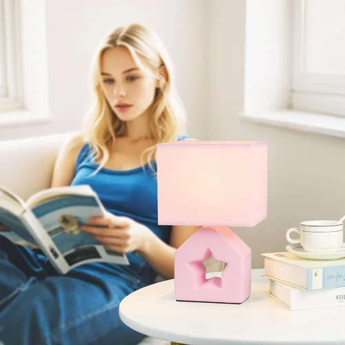 Miniatura 2 de Vera - Lámpara de mesa pequeña rosa para sala de estar como lámpara de mesita de noche para dormitorio, lámpara de mesa moderna de cerámica
