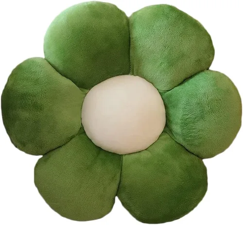 lannery Cojines de felpa con flores, cojín de suelo para sentarse en forma de flor, juguete para leer, habitación, ver la televisión (11.8", verde