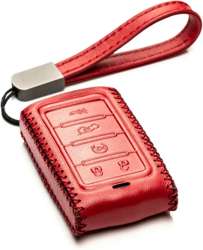 Miniatura 14 de Vitodeco Funda de cuero genuino para llavero inteligente compatible con Jeep Wagoneer, Grand Wagoneer, Grand Cherokee 2022-2025 (5 botones, negro)