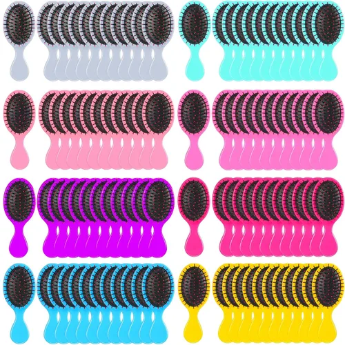 100 mini cepillos coloridos desenredantes de viaje, cerdas suaves para peinar el cabello suave y sin enredos para cabello seco/húmedo, niños y