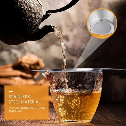 Miniatura 3 de Paquete de 2 coladores de té de malla fina, filtro de té de malla pequeña de acero inoxidable con asa, 2 tamaños diferentes