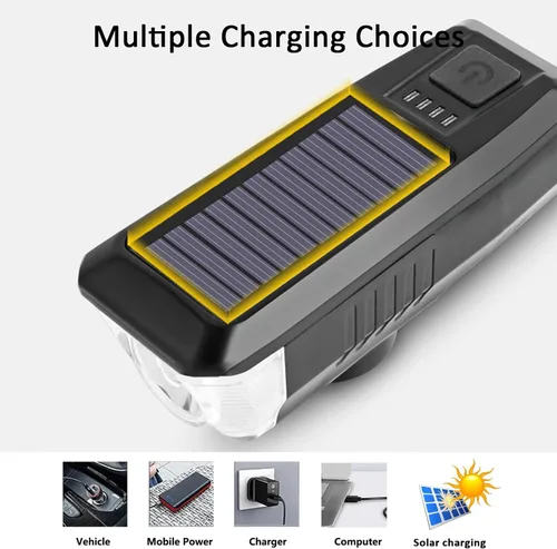 Miniatura 4 de Ultra Bright Bike Light, IPX4 Water Resistant Bicycle Headlight, USB Rechargeable, 3 Light Modes, Solar Powered LED Bicycle Lights Front for Kid
