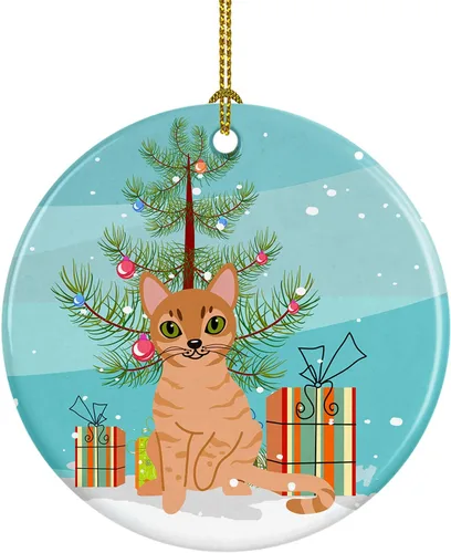 Miniatura 10 de Caroline's Treasures Árbol de Navidad de gato asiático, adorno de cerámica para colgar en el árbol de Navidad, decoración para el hogar, Navidad