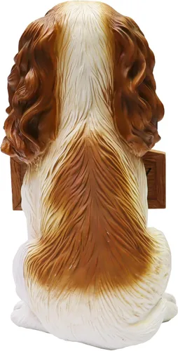 Miniatura 2 de Nature's Mark Estatua de cachorro de perro Cocker Spaniel con letrero de bienvenida reversible y letrero de marcha de resina, decoración de jardín