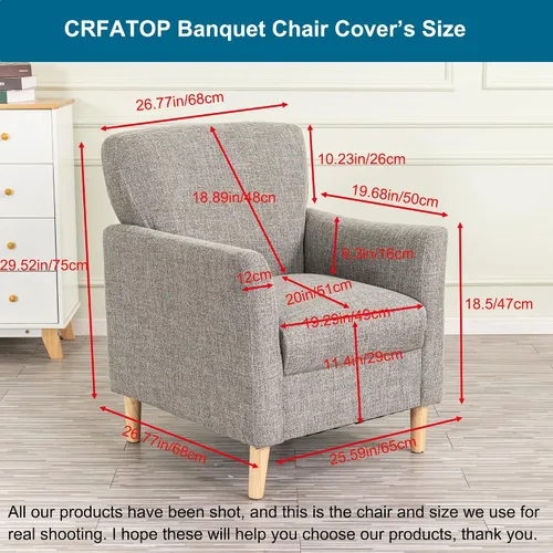 Miniatura 9 de CRFATOP - Funda elástica para sillón de mediados de siglo moderno de 1 pieza, fundas de silla de acento de jacquard con brazos, fundas de silla