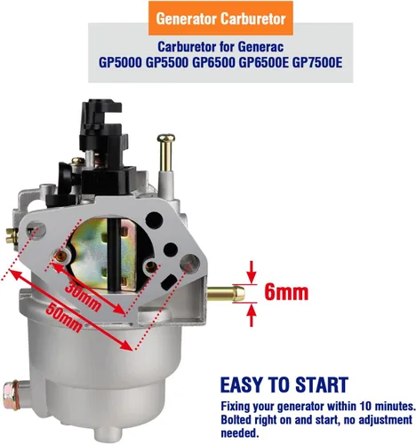 Miniatura 2 de HUZTL Carburador para Generac GP5000 GP5500 GP6500 0J58620157 5KW 5.5KW 6.5KW 389cc Generador 0G8442A111 Carburador con Kit de Ajuste de Filtro