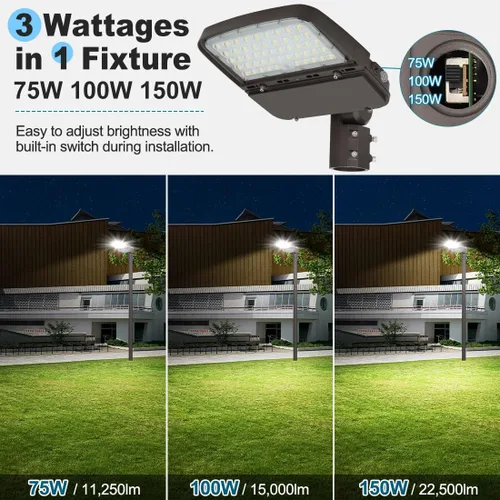 Miniatura 2 de Luz LED de estacionamiento de 150 W con fotocélula del anochecer al amanecer, luz LED regulable para caja de zapatos al aire libre con soporte