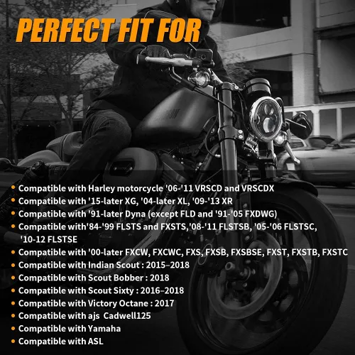 Miniatura 5 de 5-3/4 5.75 - Faro LED para motocicleta compatible con Harley Dyna Street Bob Iron 883 Sportster Super Wide Glide Low Rider Night Rod Softail Custom