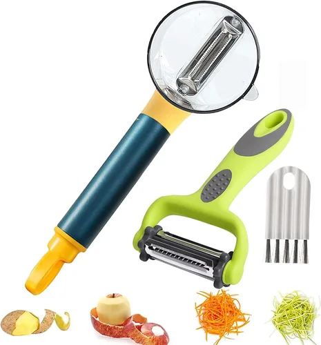 Pelador de verduras con caja de almacenamiento, peladores de papas, 2 piezas, pelador de almacenamiento, adecuado para zanahorias, papas, melones,