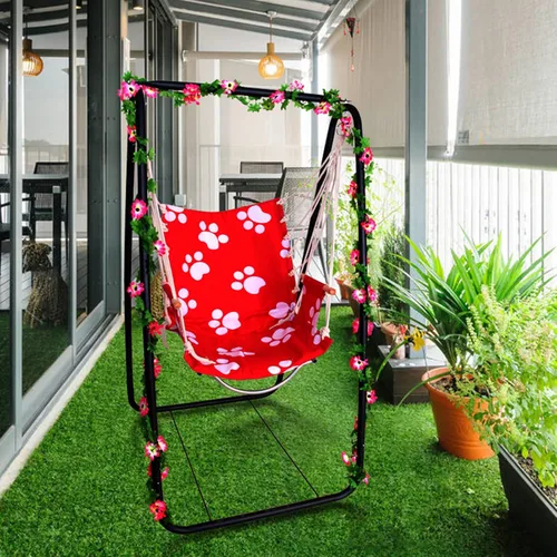 Miniatura 7 de Soporte para silla de hamaca, soporte de hamaca de acero resistente, soporte de columpio resistente multiusos para jardín al aire libre, patio