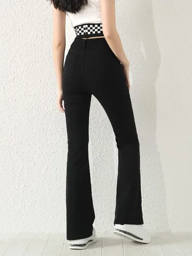 Miniatura 2 de SOLY HUX Girl's Flare Bell Bottom Jeans High Waisted Zipper Fly Stretch Bootcut Denim Pants