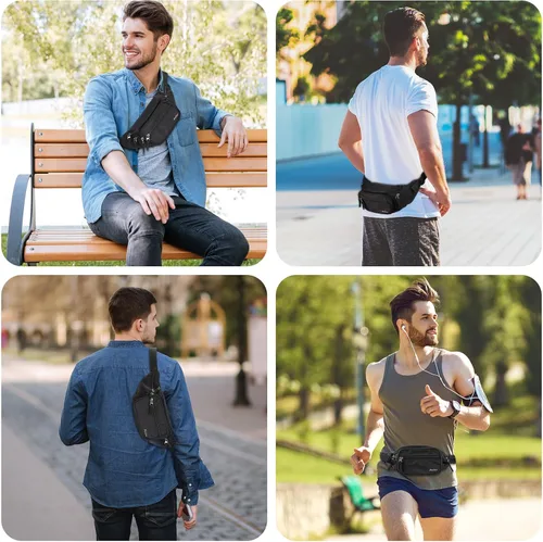 Miniatura 2 de ProCase Riñonera y Mochila de Cintura para Hombres y Mujeres, Bolsa de Cadera para Viaje, Senderismo, Correr y Deportes al Aire Libre