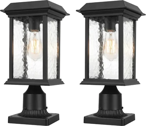 Miniatura 13 de Beionxii Outdoor Solar Post Lights, Dusk to Dawn Solar Lamp Post Light,Solar Powered Outdoor Lamp Post Light with Pier Mount Base,Black