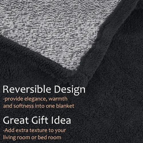 Miniatura 3 de Manta de punto Sherpa súper suave y acogedora con forro polar de felpa para entrenador y cama de 50 x 60 pulgadas, reversible, cálida para todas