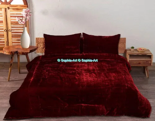 Miniatura 61 de Sophia-Art - Juego de 3 piezas de ropa de cama de terciopelo de rayón ultra lujo, funda de edredón boho de un solo color, funda de colcha