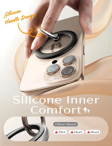 Miniatura 3 de LISEN para soporte de agarre de teléfono Magsafe, soporte de anillo magnético de rotación 360°, anillo magnético para soporte de estuche