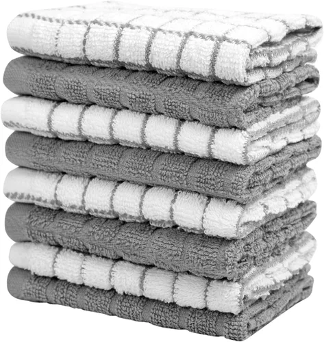Miniatura 5 de Bumble - Paños de cocina (8 unidades) 12 x 12 pulgadas Toallas de cocina 100% algodón 405 GSM Toallas de cocina suaves, altamente Gris